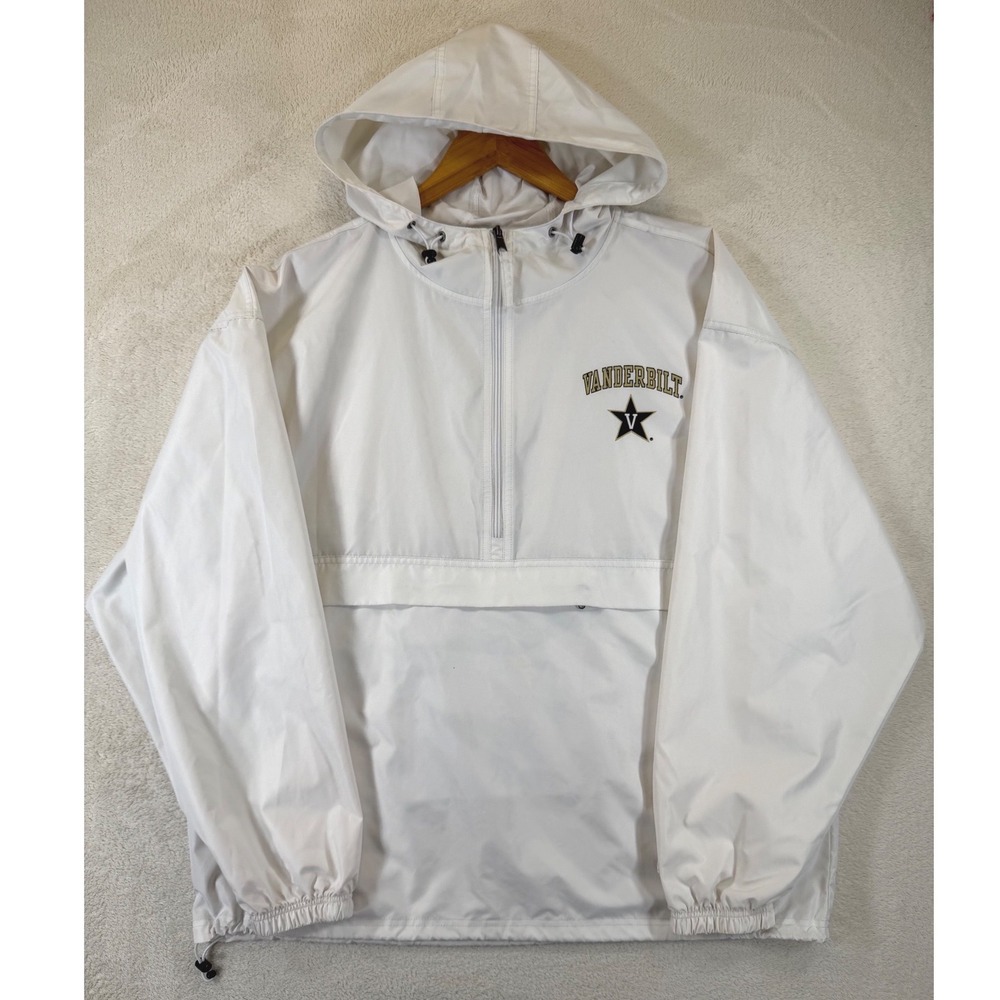 Champion Vanderbilt Commodores White Quarter‎ Zip Windbreaker Jacket Mens XL